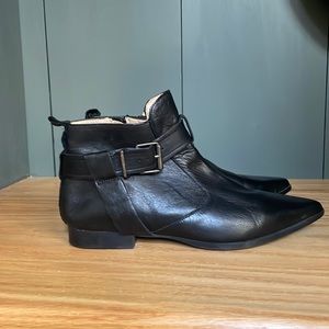 Zara Trafaluc Black Ankle Boot Side Buckle  Size 9/40